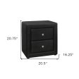 21  Black Faux Leather Two Drawer Nightstand Online now