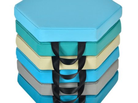 6 Pieces Multifunctional Hexagon Toddler Floor Cushions Classroom Seating with Handles-Blue For Cheap