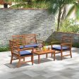 4 Pieces Outdoor Furniture Set with Stable Acacia Wood Frame-Navy Online now