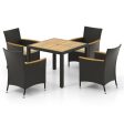 5 Pieces Patio Dining Table Set for 4 with Umbrella Hole Supply