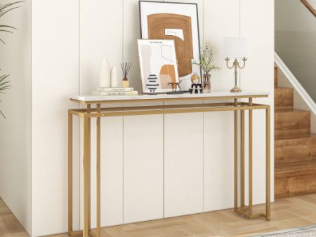 Modern Entryway Table with Gold Heavy-duty Metal Frame and Anti-toppling Kit for Living Room For Discount