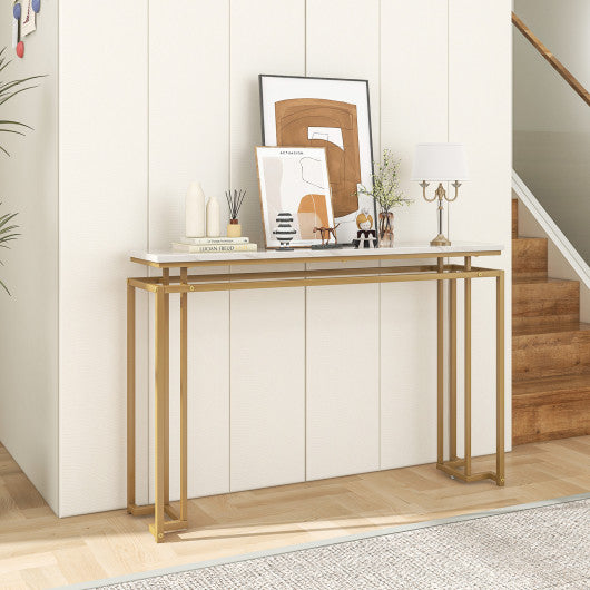 Modern Entryway Table with Gold Heavy-duty Metal Frame and Anti-toppling Kit for Living Room For Discount