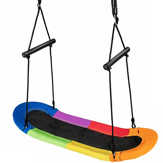 Saucer Tree Swing Surf Kids Outdoor Adjustable Oval Platform Set with Handle-Color Fashion