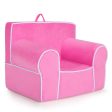 Upholstered Kids Sofa with Velvet Fabric and High-Quality Sponge-Pink on Sale