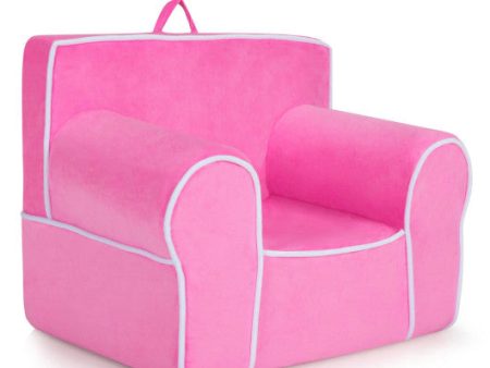 Upholstered Kids Sofa with Velvet Fabric and High-Quality Sponge-Pink on Sale