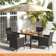 5 Pieces Patio Dining Table Set for 4 with Umbrella Hole Supply