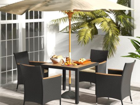 5 Pieces Patio Dining Table Set for 4 with Umbrella Hole Supply