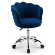 Upholstered Velvet Kids Desk Chair with Wheels and Seashell Back-Blue Online