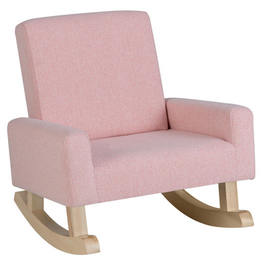 Kids Rocking Chair with Solid Wood Legs-Pink Fashion