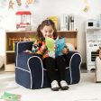 Upholstered Kids Sofa with Velvet Fabric and High-Quality Sponge-Navy Online Hot Sale