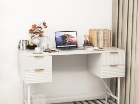 48 Inch Home Office Computer Desk with 4 Drawers-White For Discount