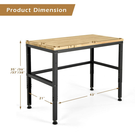 48 Inch Adjustable Solid Oak Workbench with 2000lbs Heavy-Duty Capacity-Natural Cheap