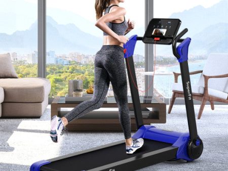 2.25 HP Electric Motorized Folding Running Treadmill Machine with LED Display-Navy For Cheap