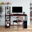 47.5 Inch Writing Study Computer Desk with 4-Tier Shelves-Rustic brown Online Hot Sale