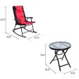 3 Pcs Outdoor Folding Rocking Chair Table Set with Cushion-Black&Red Online Sale