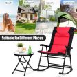 3 Pcs Outdoor Folding Rocking Chair Table Set with Cushion-Black&Red Online Sale