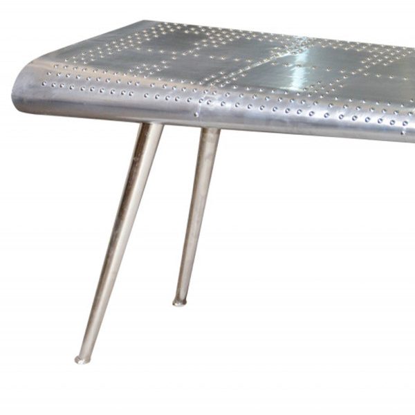 56  Silver Aluminum Three Leg Console Table Online Sale