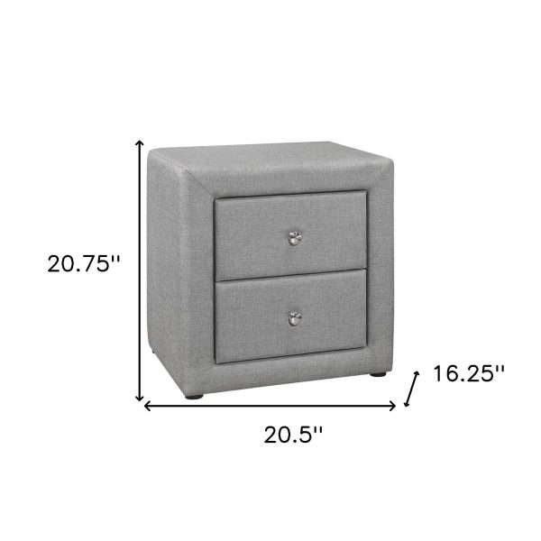 21  Gray Linen Blend Two Drawer Nightstand Discount