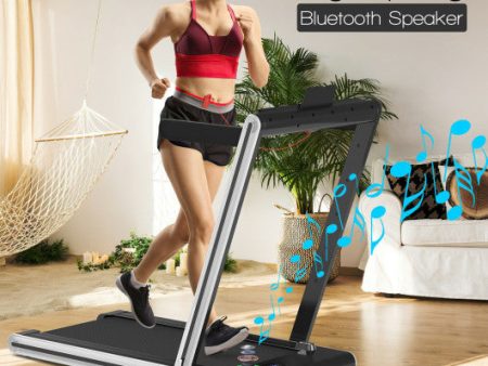 2-in-1 Folding Treadmill with Dual LED Display-Silver on Sale