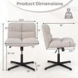 Office Armless Chair Cross Legged with Imitation Lamb Fleece and Adjustable Height-Gray Online Hot Sale