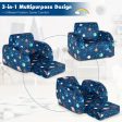 3-in-1 Convertible Kid Sofa Bed Flip-Out Chair Lounger for Toddler-Blue Fashion