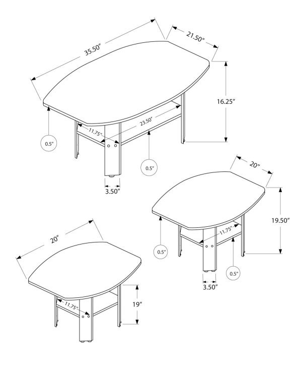 Set of Three 36  Espresso Coffee Table With Three Shelves Online