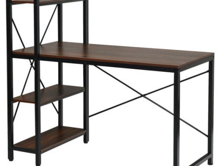 47.5 Inch Writing Study Computer Desk with 4-Tier Shelves-Tan Online