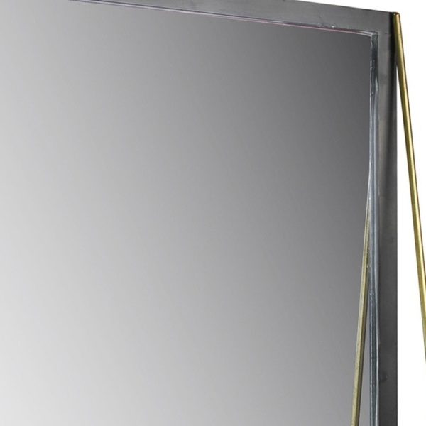 Black Metal Mirror with Shelf For Sale