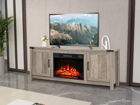 Electric Fireplace TV Stand with Storage Cabinets for TVs up to 70 Inch-Natural Sale