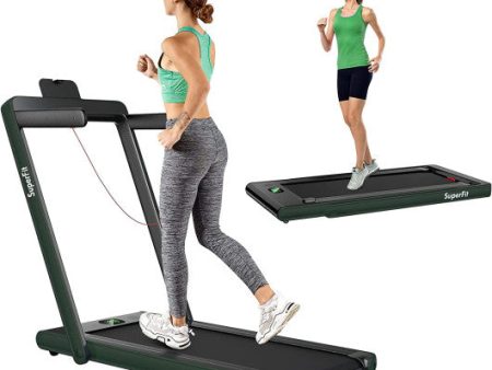 2.25HP 2 in 1 Folding Treadmill with APP Speaker Remote Control-Green For Discount