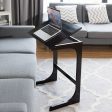 Adjustable C-Shape Couch End Table wth Tilting Top-Brown Supply