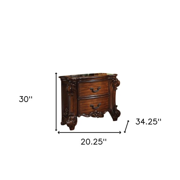 30  Chestnut Two Drawers Solid Wood Nightstand Online Sale