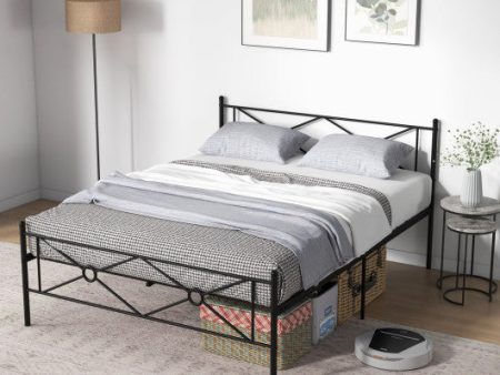 Full Queen Size Metal Platform Bed Frame with Headboard and Footboard-Queen Size Online Sale