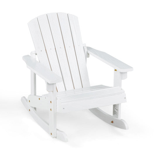 Outdoor Wooden Kid Adirondack Rocking Chair with Slatted Seat-White For Sale