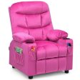 Kids PU Leather Velvet Fabric Kids Recliner Chair with Cup Holders-Pink Online Hot Sale