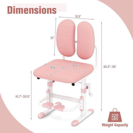 Ergonomic Height-adjustable Kids Study Chair with Double Back Support-Pink Hot on Sale