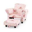 Kids Single Sofa with Cute Patterns  Ergonomic Backrest and Armrests-Pink Supply