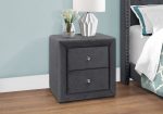 21  Dark Gray Velvet Two Drawer Nightstand on Sale