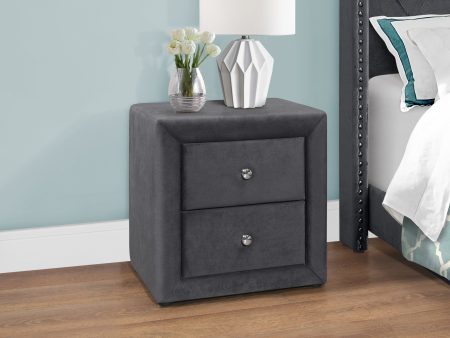 21  Dark Gray Velvet Two Drawer Nightstand on Sale