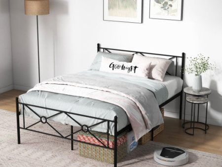 Full Queen Size Metal Platform Bed Frame with Headboard and Footboard-Full Size Online Sale