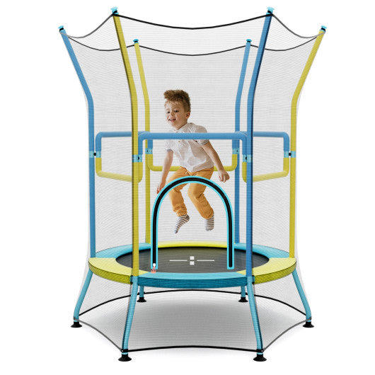 Mini Trampoline for Kids with Safety Enclosure Net and Foam Handles-Yellow Online