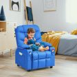 PU Leather Kids Recliner Chair with Cup Holders and Side Pockets-Blue Fashion