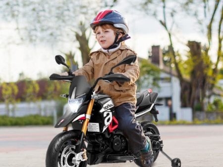 12V Kids Ride-On Motorcycle Aprilia Licensed with Sounds and Music-Black Fashion