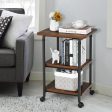 3-tier Adjustable Printer Stand with 360° Swivel Casters-Brown Cheap