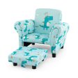 Kids Single Sofa with Cute Patterns  Ergonomic Backrest and Armrests-Blue Online