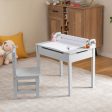 Wooden Kids Table and Chair Set with Storage and Paper Roll Holder-Gray Discount