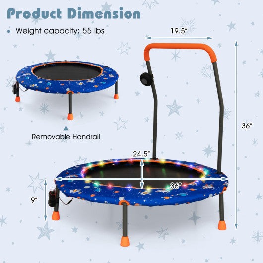 36 Inch Mini Trampoline with Colorful LED Lights and Bluetooth Speaker-Blue Online Hot Sale