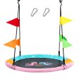 40 Inch Flying Saucer Tree Swing with Hanging Straps Monkey-Pink For Discount