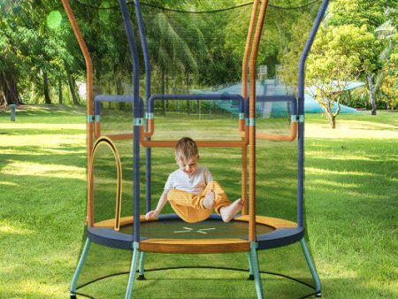 Mini Trampoline for Kids with Safety Enclosure Net and Foam Handles-Orange Fashion