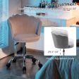 Upholstered Velvet Kids Desk Chair with Wheels and Seashell Back-Gray Sale